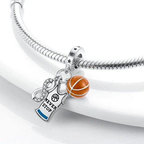 Never Give Up Basketball Dangle Charm - Never Give Up Basketball Dangle Charm