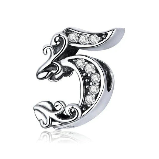 Silver Number  Charm