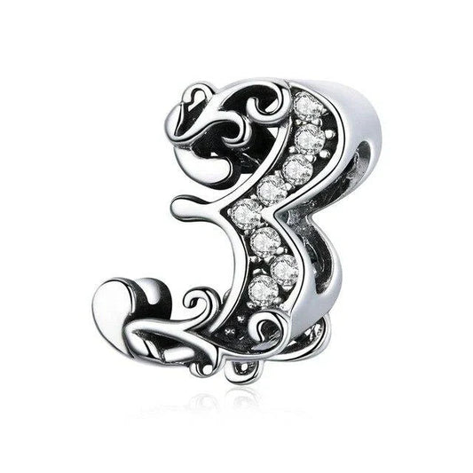 Silver Number  Charm
