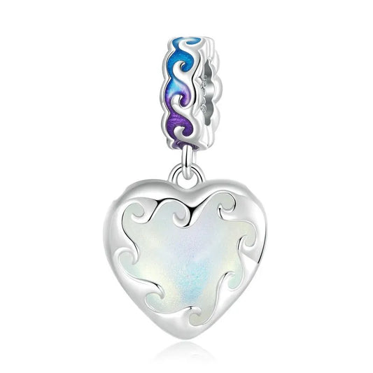 ocean wave heart dangle charm