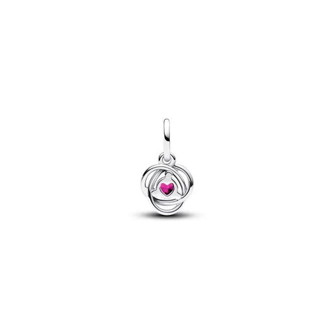 October Pink Eternity Circle Dangle Charm - Pink eternity circle charm for October, symbolizing love and connections.