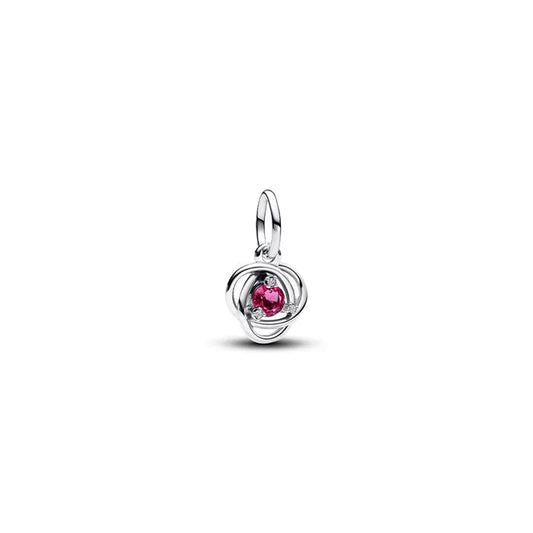 October Pink Eternity Circle Dangle Charm - Charming October birthstone eternity circle in pink, ideal for gifts.