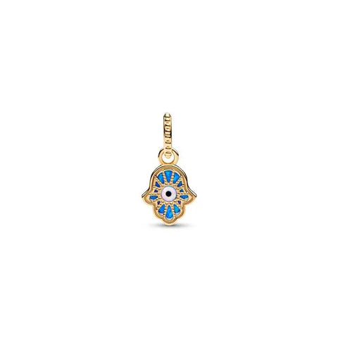 Opalescent Blue Hamsa Hand Dangle Charm - Opalescent Blue Hamsa Hand Dangle Charm
