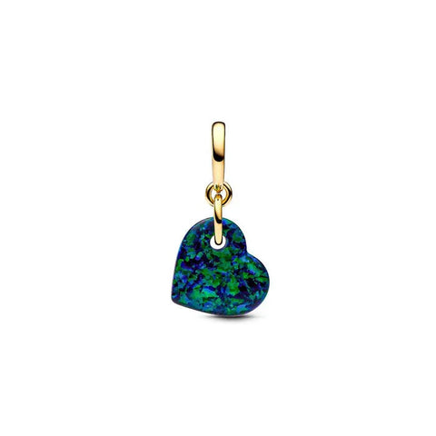 Opalescent Green Heart Dangle Charm