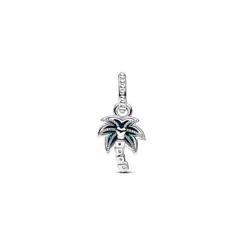 Opalescent Green Palm Tree Dangle Charm - Opalescent Green Palm Tree Dangle Charm
