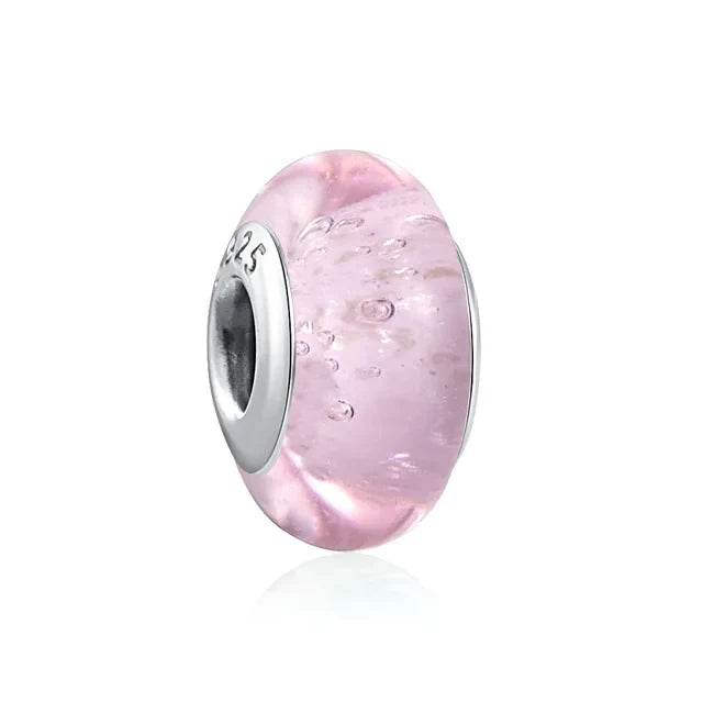 Opalescent Pink Charm - Charming opalescent pink charm, perfect for adding a touch of elegance to jewelry.