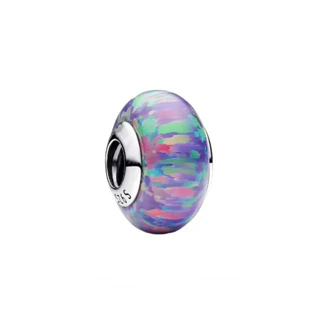 Opalescent Purple Charm - Elegant opalescent charm in purple, adding a soft shimmer to bracelets.