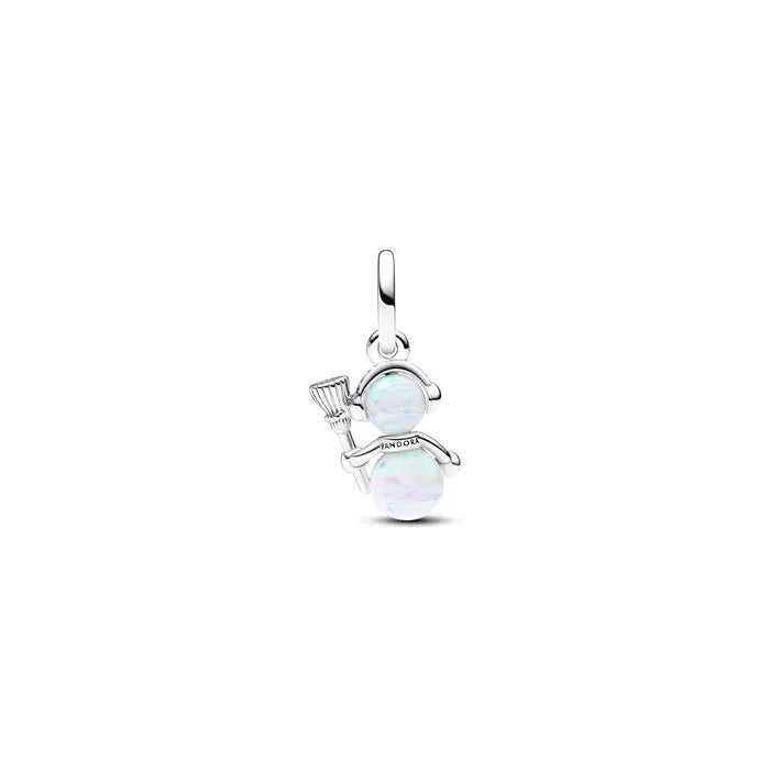 Opalescent Snowman Dangle Charm - Shimmery opalescent snowman charm, adding a festive winter touch to any bracelet.