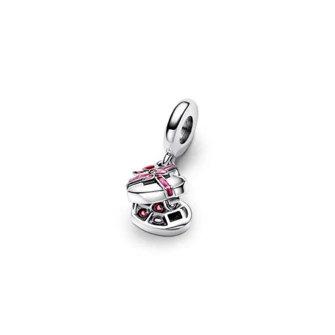 Openable Heart Chocolate Gift Box Dangle Charm - Openable Heart Chocolate Gift Box Dangle Charm