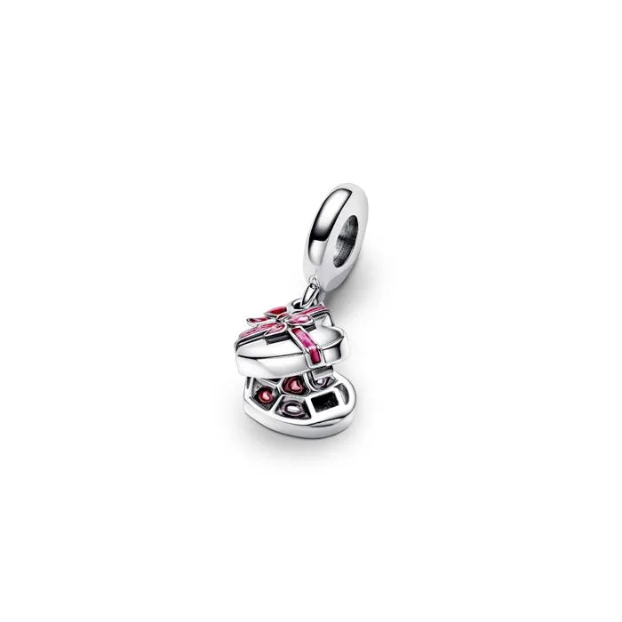 Openable Heart Chocolate Gift Box Dangle Charm - Heart-shaped chocolate box charm that opens, perfect for gift lovers.