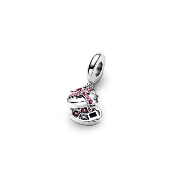 Openable Heart Chocolate Gift Box Dangle Charm - Openable Heart Chocolate Gift Box Dangle Charm - Heart-shaped chocolate box charm that opens, perfect for gift lovers.