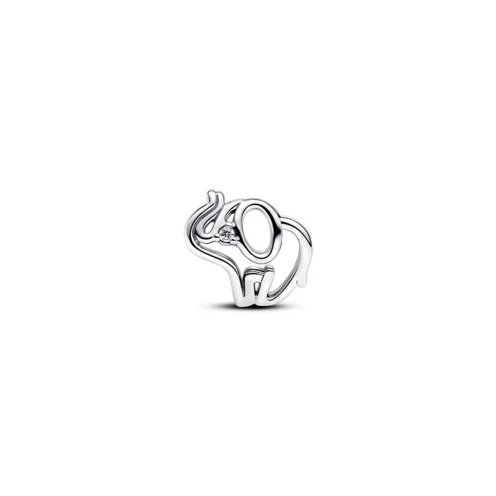 Openwork Elephant Charm - Intricately designed elephant charm with openwork details, symbolizing strength and wisdom.