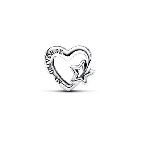 Openwork family heart and star charm, a heartfelt design ideal for family-themed charm bracelets