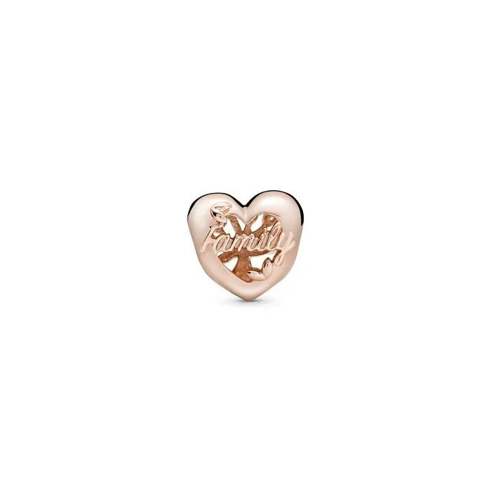 Openwork Family Tree Heart Charm Pandora Rose - Charming openwork heart with family tree, crafted in Pandora Rose.