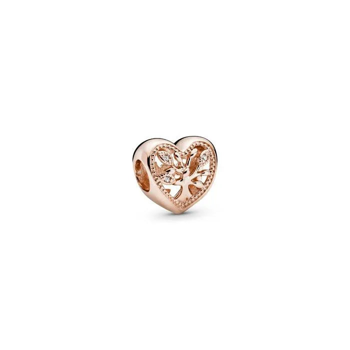 Openwork Family Tree Heart Charm Pandora Rose - Beautiful family tree charm in heart shape, ideal for family themes.