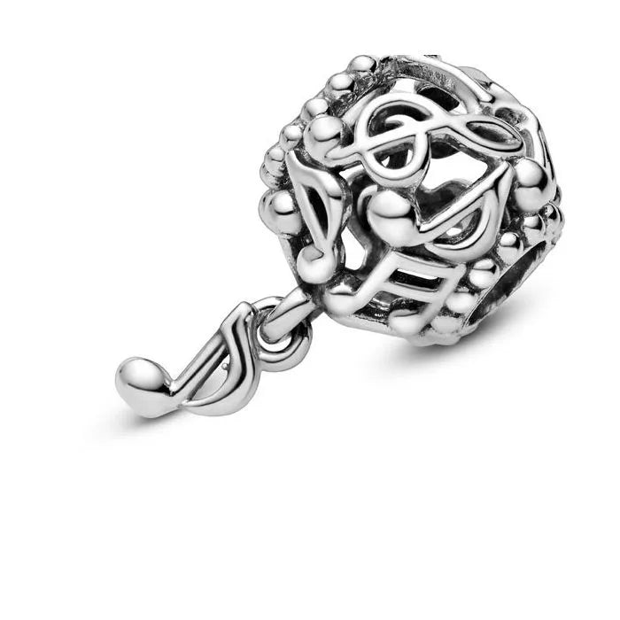 Sterling silver charm featuring a detailed music note design.