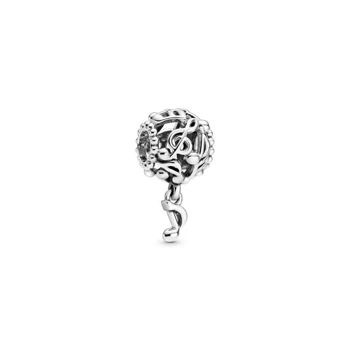 Sterling silver charm featuring a detailed music note design.