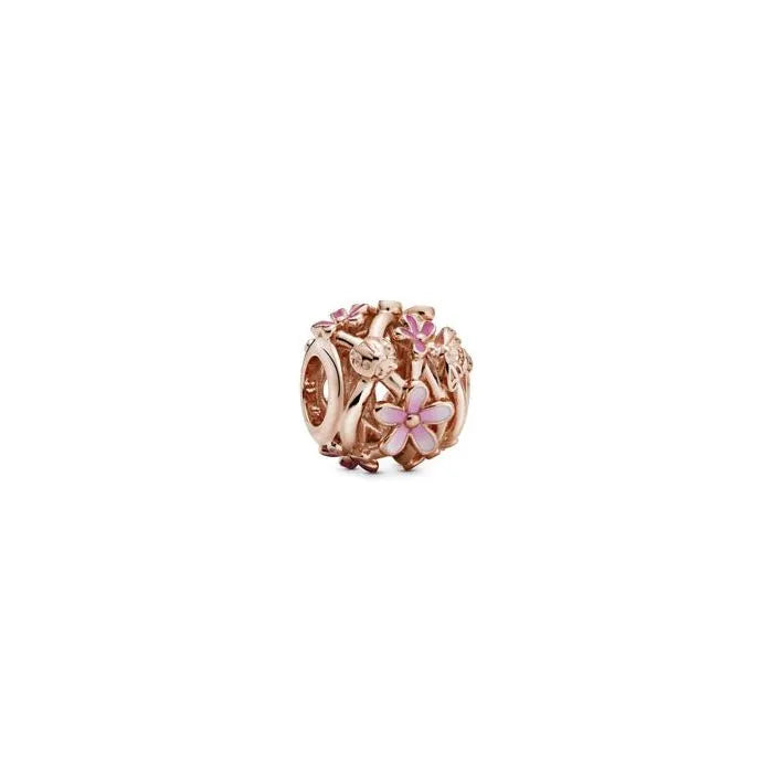 Openwork Pink Daisy Flower Charm - Pandora Rose