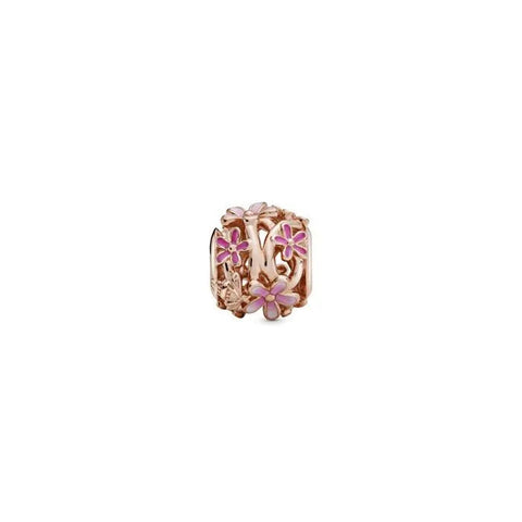 Openwork Pink Daisy Flower Charm - Openwork Pink Daisy Flower Charm