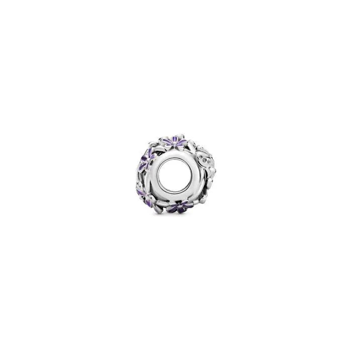 Openwork purple daisy charm, adds a floral and delicate touch to charm bracelets