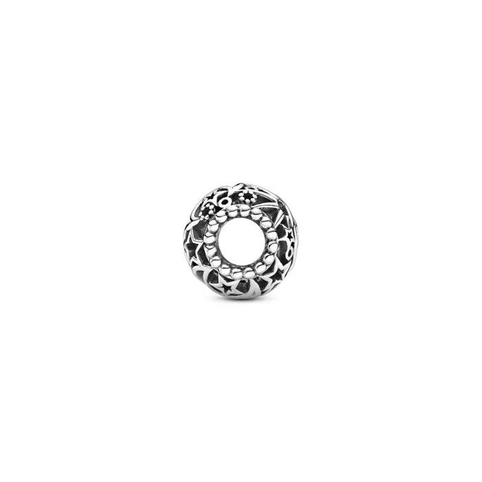 Openwork sun, stars, and moon charm, a celestial accessory with cosmic details for bracelets