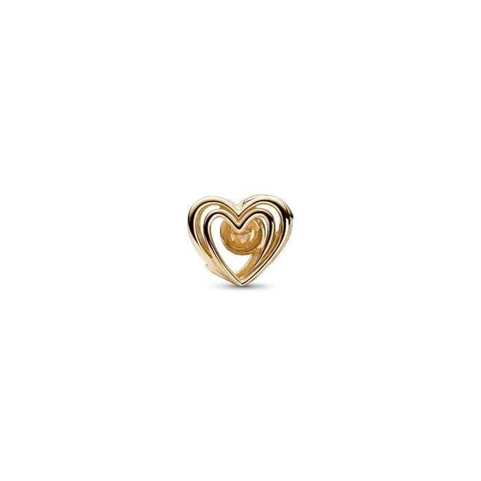 Openwork Swirling Heart Freshwater Cultured Pearl Charm 14K - Swirling heart charm with pearl, crafted in 14K gold.