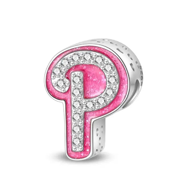 P pink charm letter for pandora bracelets