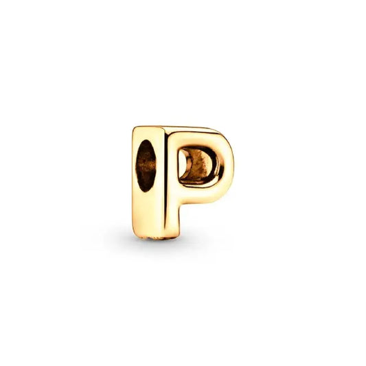 P gold charm letter for pandora bracelets