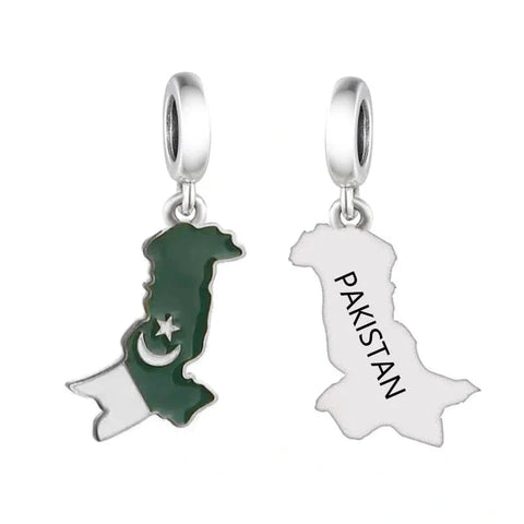 Pakistan Map Dangle Charm - jewlouli pakistan-map-dangle-pandora-charm-jewelry fits pandora bracelet