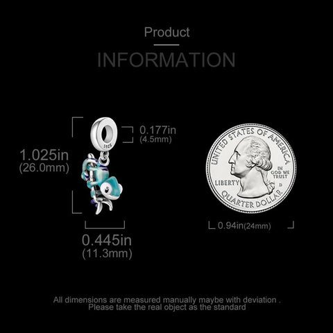 Temperature Changing Color Chameleon Charm - Sterling silver charm with a chameleon that changes color from blue to purple with temperature, perfect for Pandora bracelets.