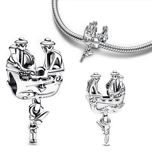 Pandora charm with Disney characters on a silver gondola ride.