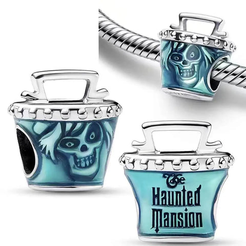 Haunted Mansion charm with blue enamel in sterling silver.