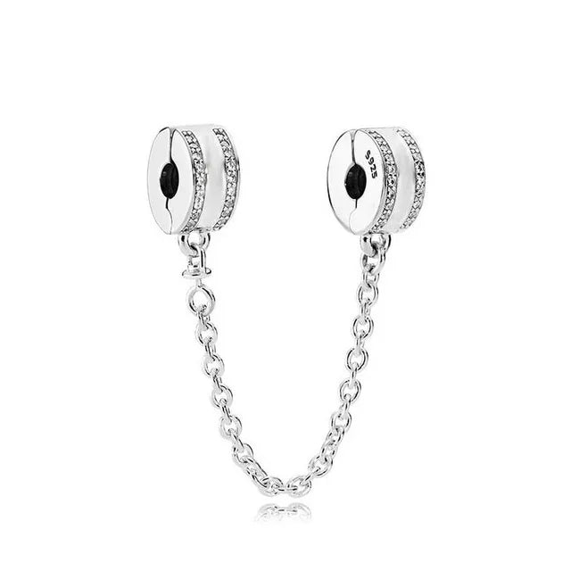 Pandora Logo Safety Chain - Safety chain featuring Pandora logo, perfect for keeping charms secure with a classic touch.