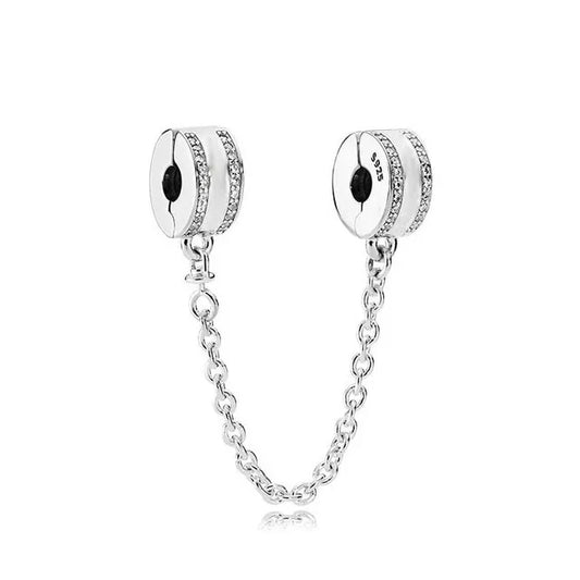 Pandora Logo Safety Chain - Safety chain featuring Pandora logo, perfect for keeping charms secure with a classic touch.