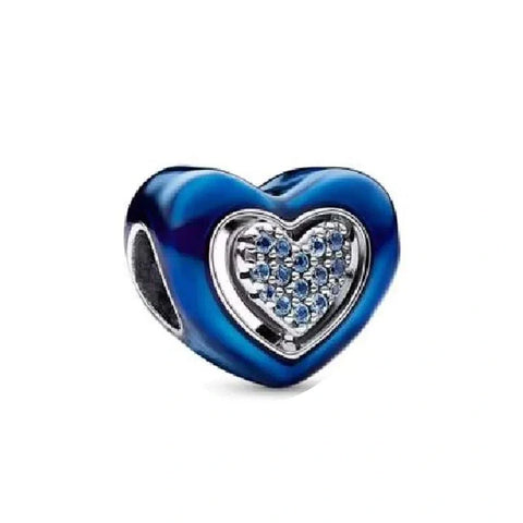 Sparkling Star-Shaped Charm with Deep Blue Crystals and Silver Accents - A star-shaped sterling silver charm adorned with deep blue crystals and silver accents, resembling a sparkling night sky.