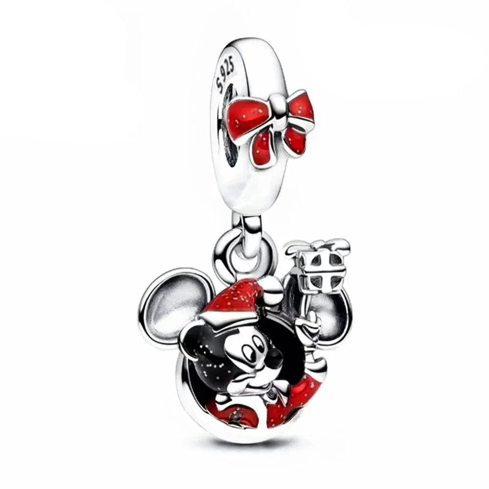 Sterling silver Spider-Man hanging charm with red enamel details and inscribed bail.