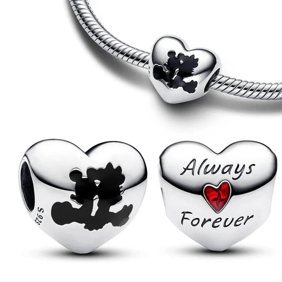 Mickey and Minnie Always Forever Heart Charm - Sterling silver Zero charm with orange enamel nose, inspired by The Nightmare Before Christmas.