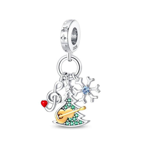 sterling silver christmas charms with Musical Notes & Snowflake - sterling silver christmas charms with Musical Notes & Snowflake - christian tree charm - Pandora