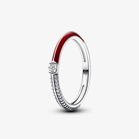 Silver ME Pave & Red Dual Ring - Silver ME Pave & Red Dual Ring