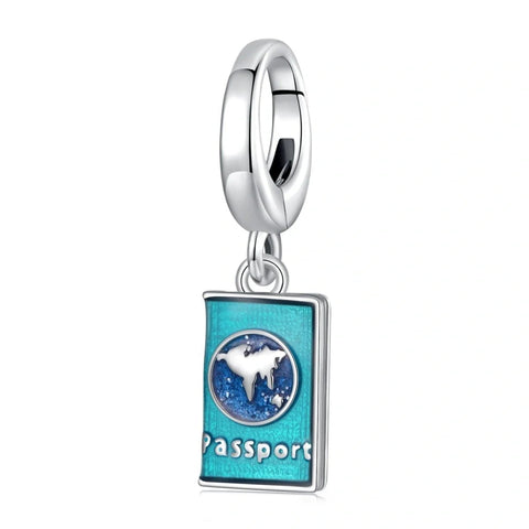 Passport Travel Blue Dangle Charm - Passport Travel Blue Dangle Charm