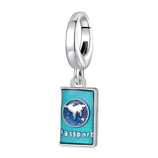 Passport Travel Blue Dangle Charm