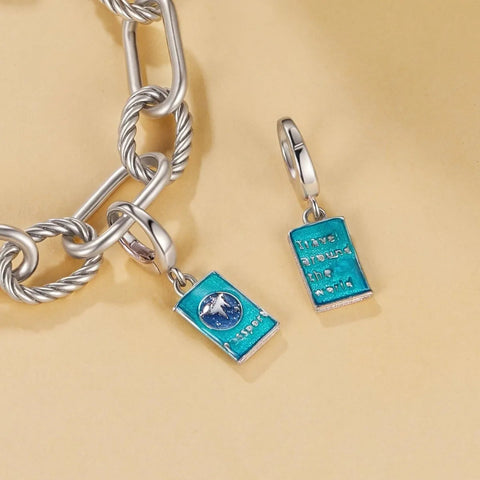 Passport Travel Blue Dangle Charm