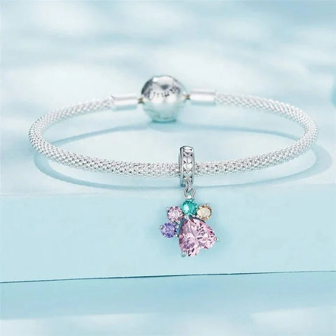 jewlouli pastel pawprint gemstone dangle pandora charm jewelry fits pandora bracelet