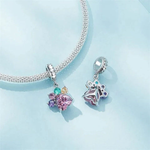 jewlouli pastel pawprint gemstone dangle pandora charm jewelry fits pandora bracelet