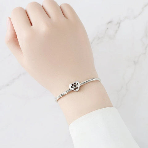 jewlouli paw heart pandora charm jewelry fits pandora bracelet