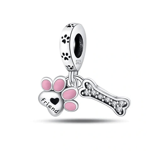 jewlouli paw print bone pet friend dangle pandora charm jewelry fits pandora bracelet