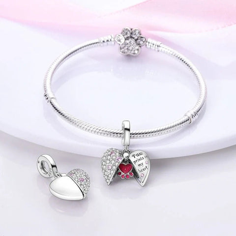 Paw Prints on My Heart Dangle Charm - Paw Prints on My Heart Dangle Charm