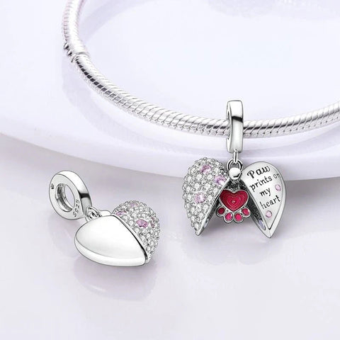 Paw Prints on My Heart Dangle Charm - Paw Prints on My Heart Dangle Charm