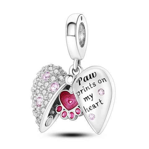 jewlouli paw prints on my heart dangle pandora charm jewelry fits pandora bracelet
