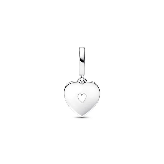 Pearlescent White Heart Double Dangle Charm - Heart dangle charm with pearlescent white finish, a romantic addition.